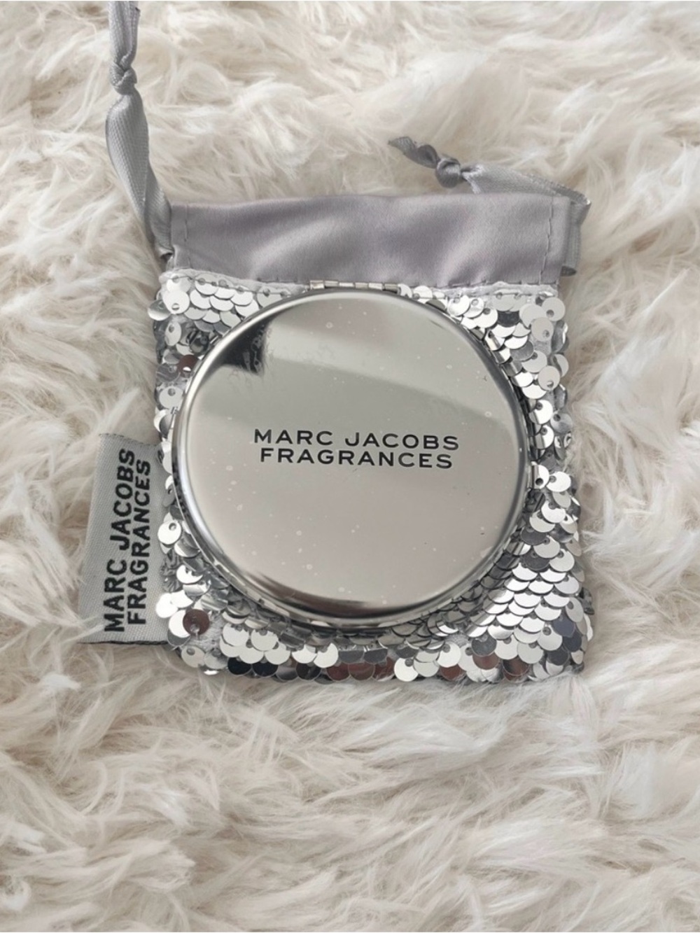 Marc Jacobs Silver Sequined Compact Mirror
